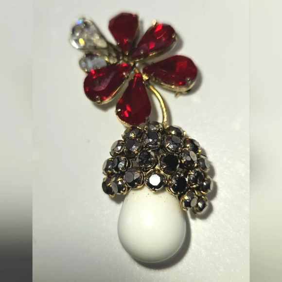 🚫Sold On Ebay🚫 SCHREINER New York NY SIGNED Book Piece Brooch Red White Gold - Picture 8 of 10